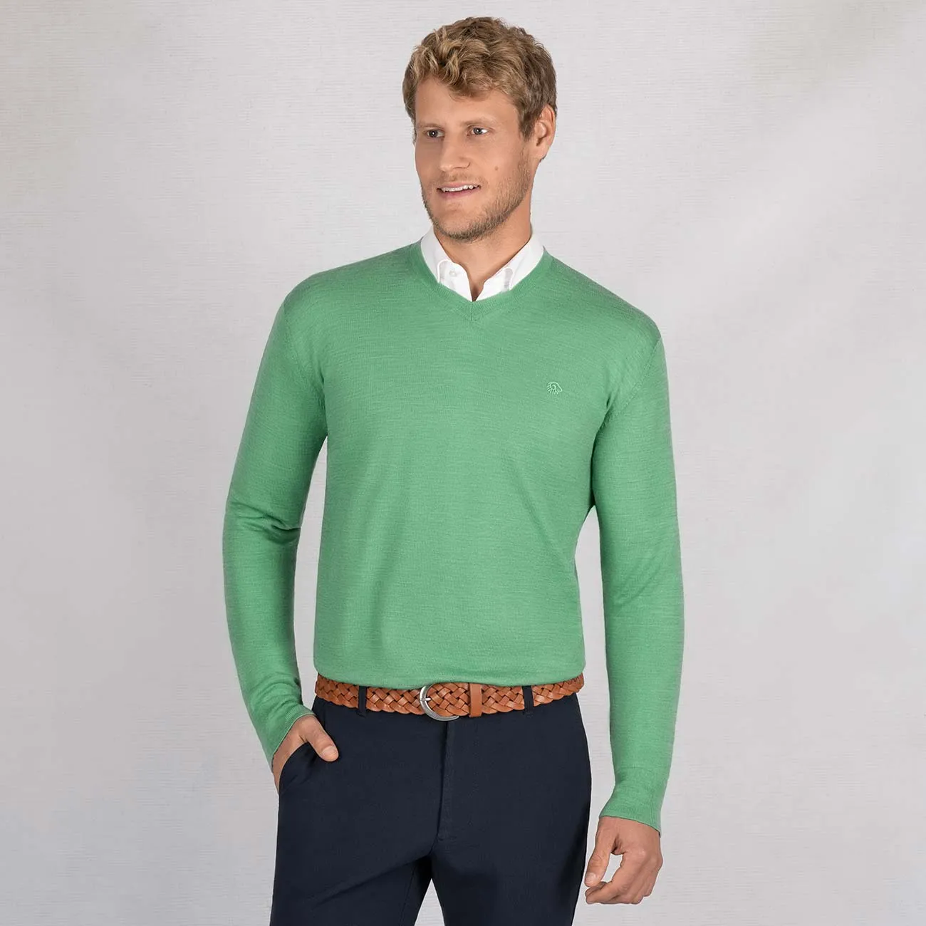 Wool Pullover Light V Neck Men