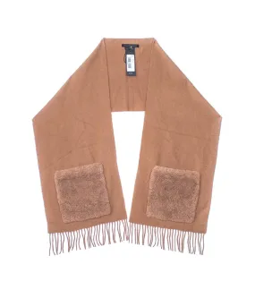 Wool Scarf With Shearling Pockets In Multiple Colors