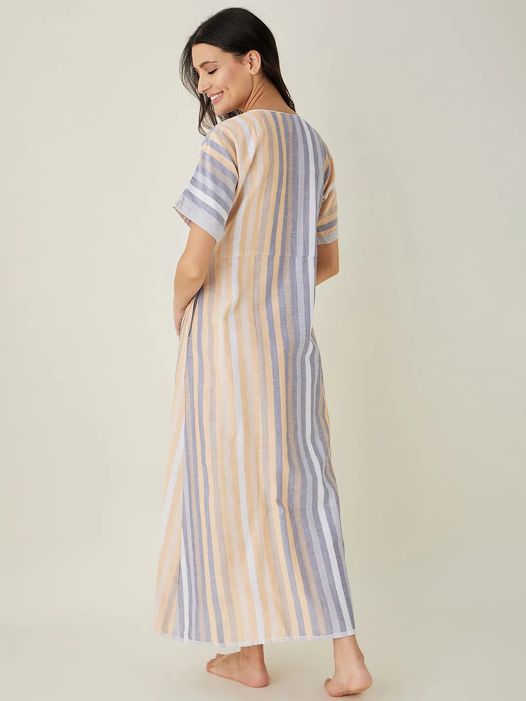 Yellow Serene Striped Lounge Dress