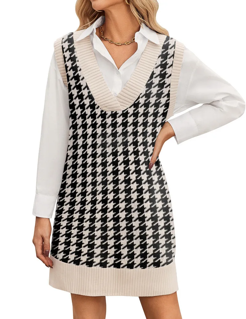 Zeagoo Women's Oversized Sweater Vest Dress V Neck Knit Pullover